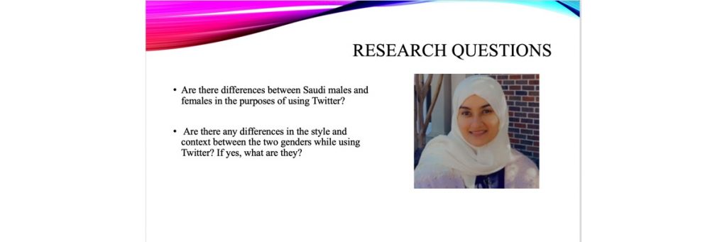 May 14, 2021. Arwa Alsindy presented at the SouthEastern Conference on Linguistics (SECOL) LXXXVIII Annual Conference.